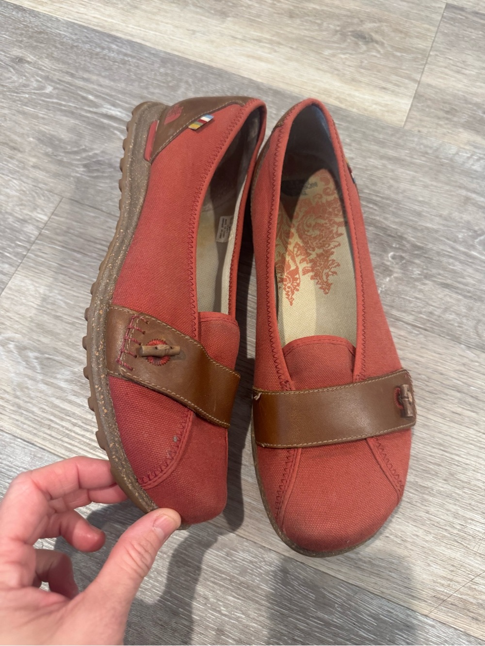 North Face Bridgeton Canvas Loafers / Slip-On Flats featuring red canvas uppers